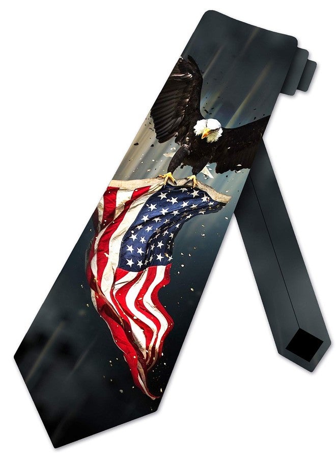 Three Rooker Patriotic Ties Mens US Flag Necktie Eagle and Flag Tie - Image 1